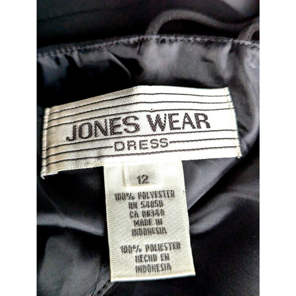 Vtge Cocktail dress sz12 black poly/crepe double flounce Joneswear pullon90'sY2K - Picture 5 of 7